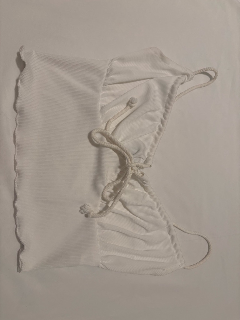 SHEIN White Ribbed Tie-Front Bandeau Camisole